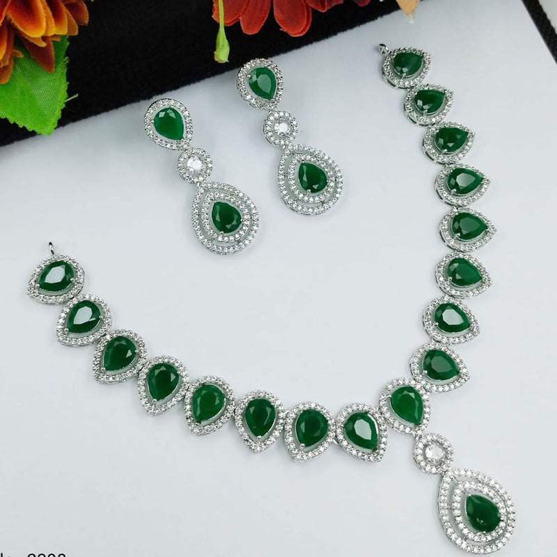 Aamrapali Silver Plated AD Necklace Set