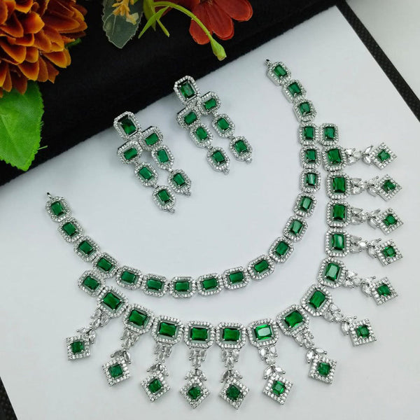 Aamrapali Silver Plated AD Necklace Set