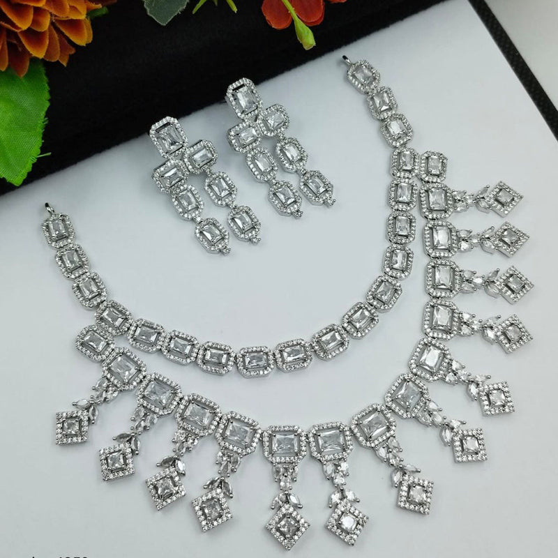 Aamrapali Silver Plated AD Necklace Set