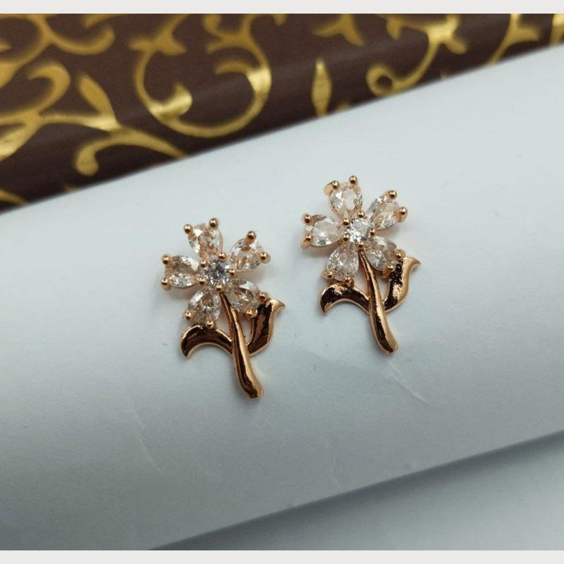 Aamrapali Rose Gold Plated Austrian Stone Stud Earrings