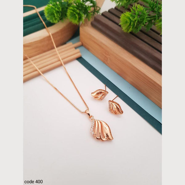 Aamrapali Rose Gold Plated Austrian Stone Chain Pendant Set