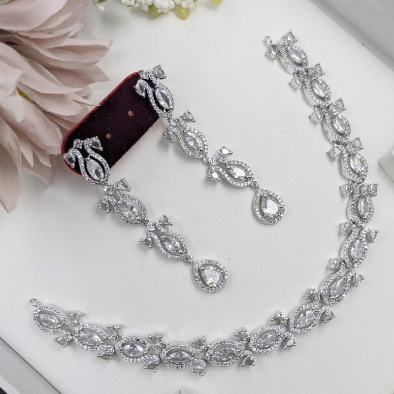 Aamrapali  Silver Plated American Diamond Necklace Set