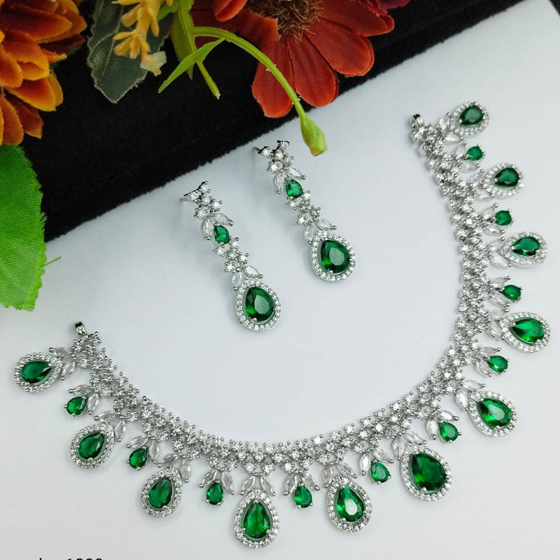 Aamrapali  Silver Plated American Diamond Necklace Set