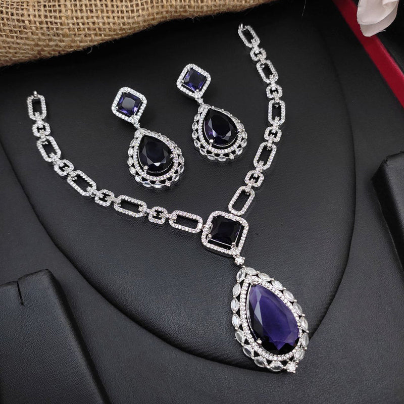 Aamrapali  Silver Plated American Diamond Necklace Set