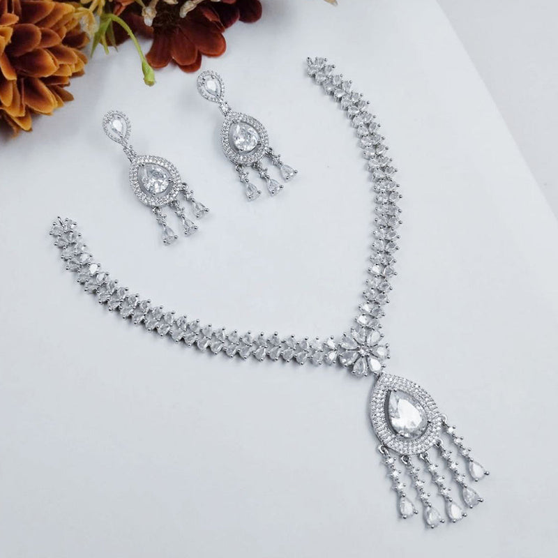 Aamrapali  Silver Plated American Diamond Necklace Set