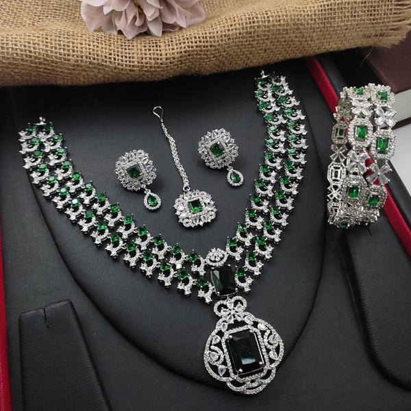 Aamrapali  Silver Plated American Diamond Necklace Set