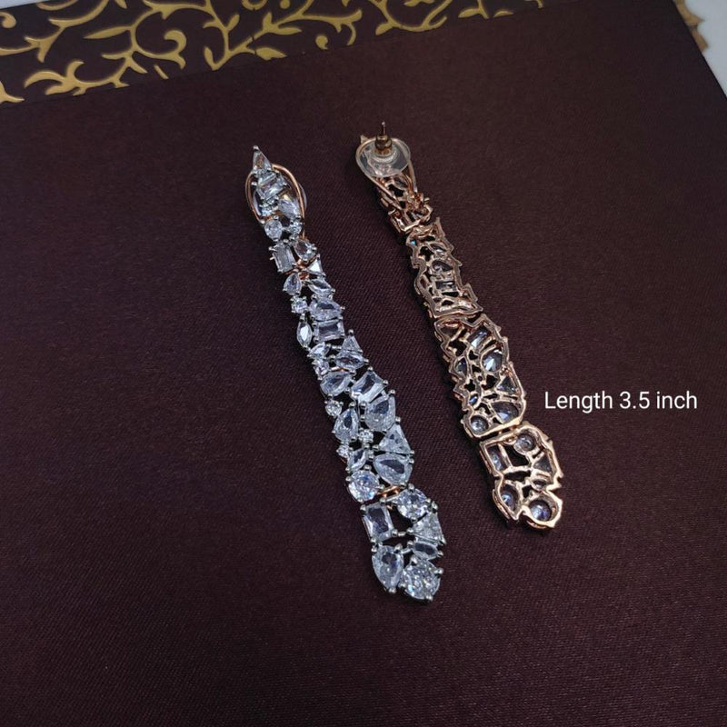 Aamrapali Rose Gold Plated AD Stone Dangler Earrings