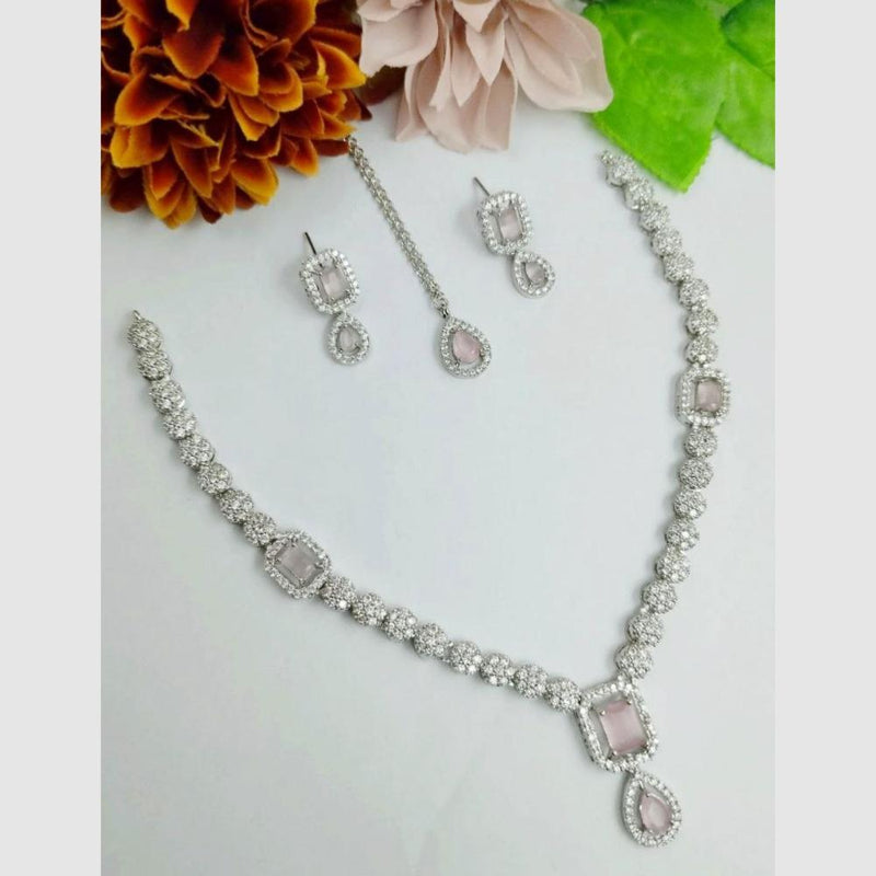 Aamrapali Silver Plated AD Necklace Set