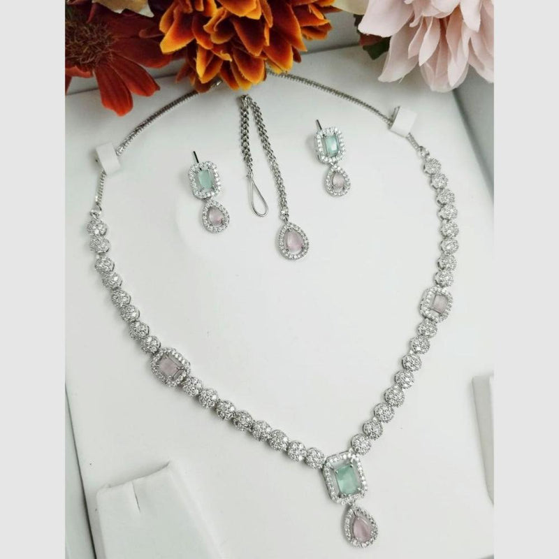 Aamrapali Silver Plated AD Necklace Set