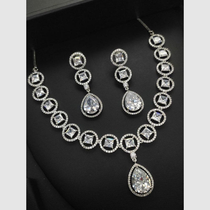 Aamrapali Silver Plated AD Necklace Set