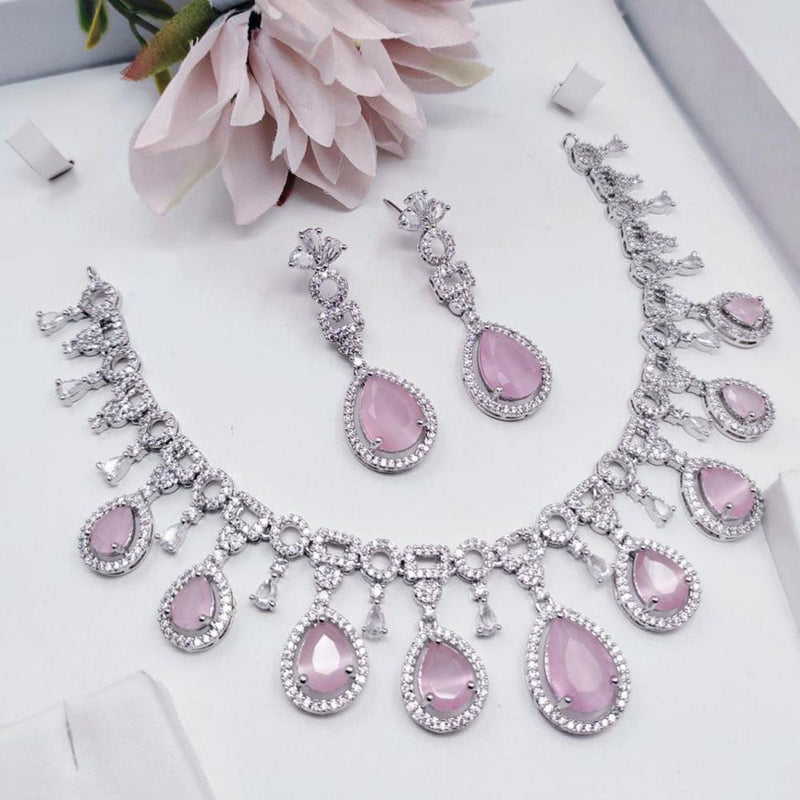 Aamrapali Silver Plated AD Necklace Set