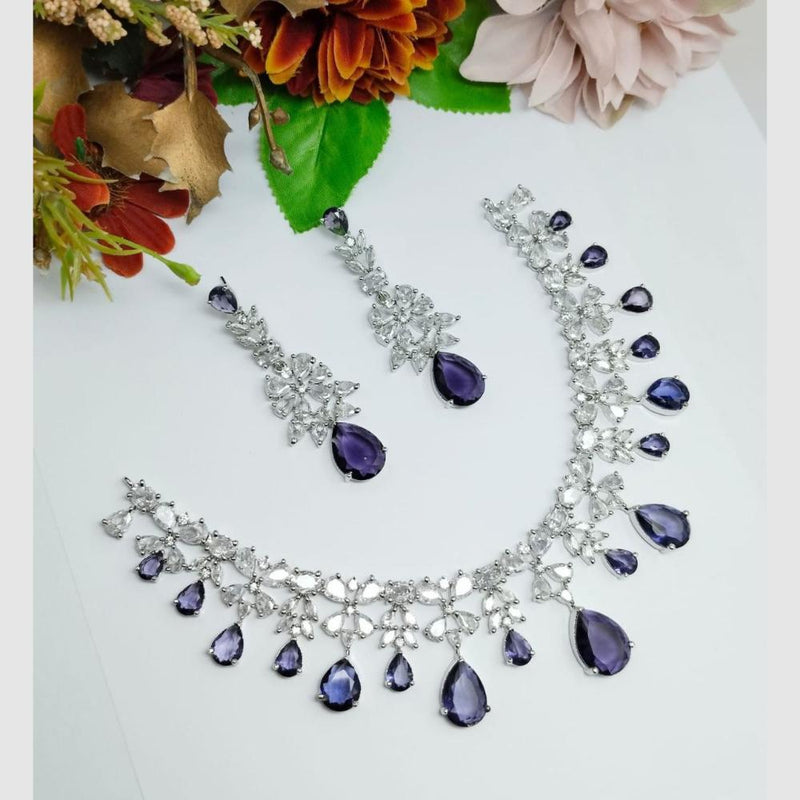 Aamrapali Silver Plated AD Necklace Set