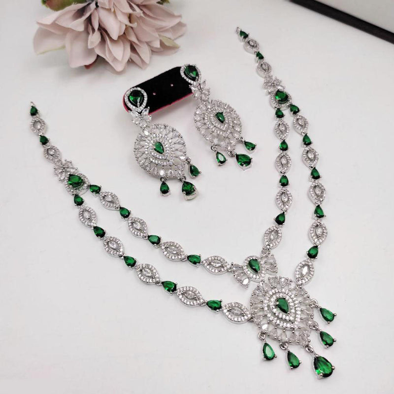 Aamrapali Silver Plated AD Necklace Set