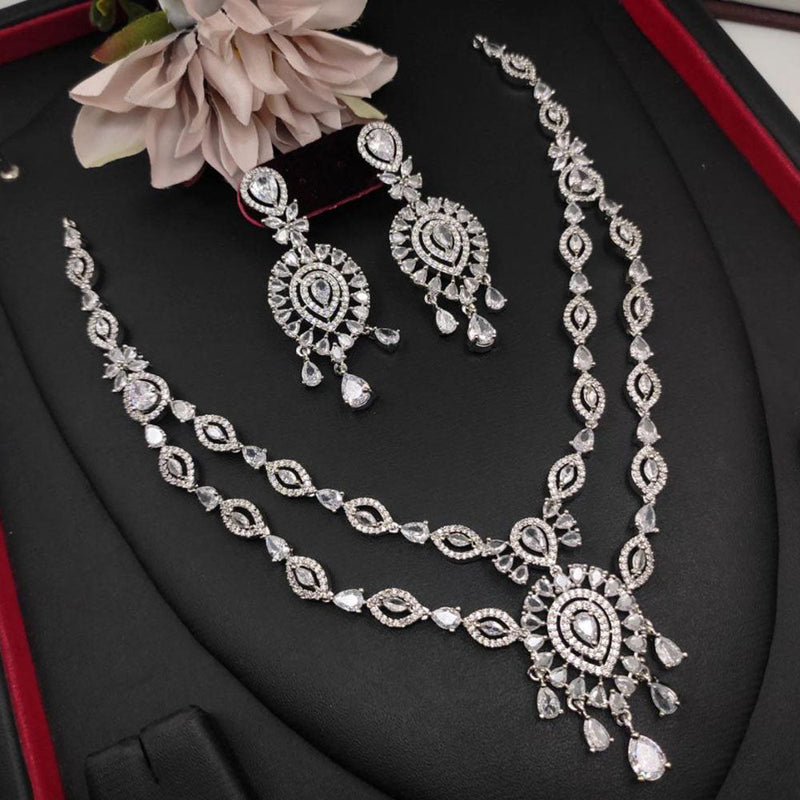 Aamrapali Silver Plated AD Necklace Set