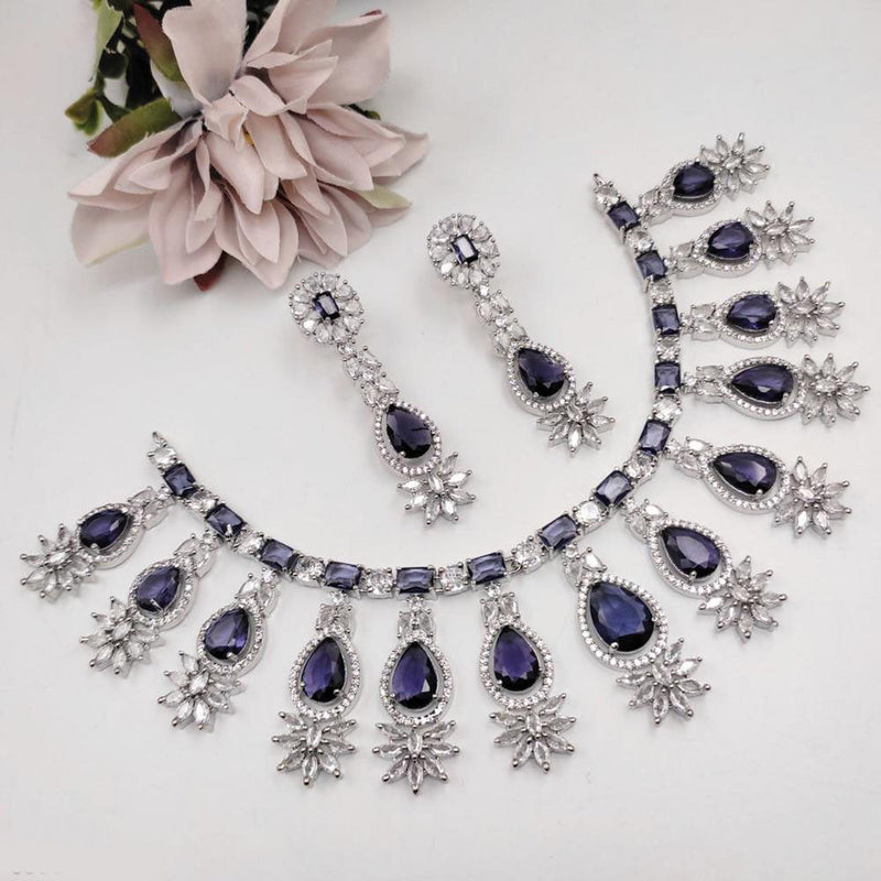 Aamrapali Silver Plated AD Necklace Set