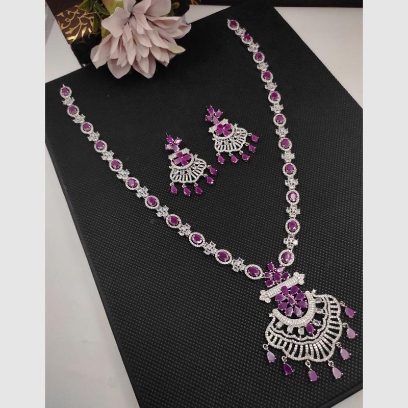 Aamrapali Silver Plated AD Necklace Set