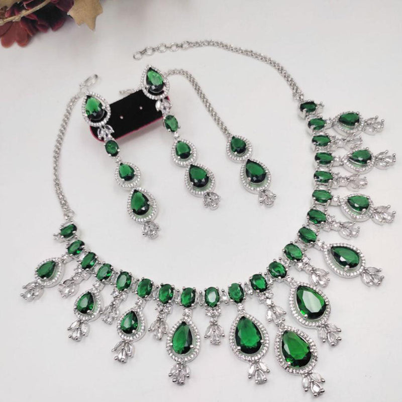 Aamrapali Silver Plated AD Necklace Set