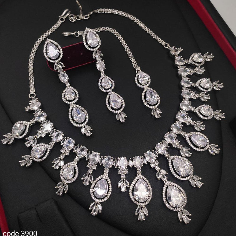 Aamrapali Silver Plated AD Necklace Set