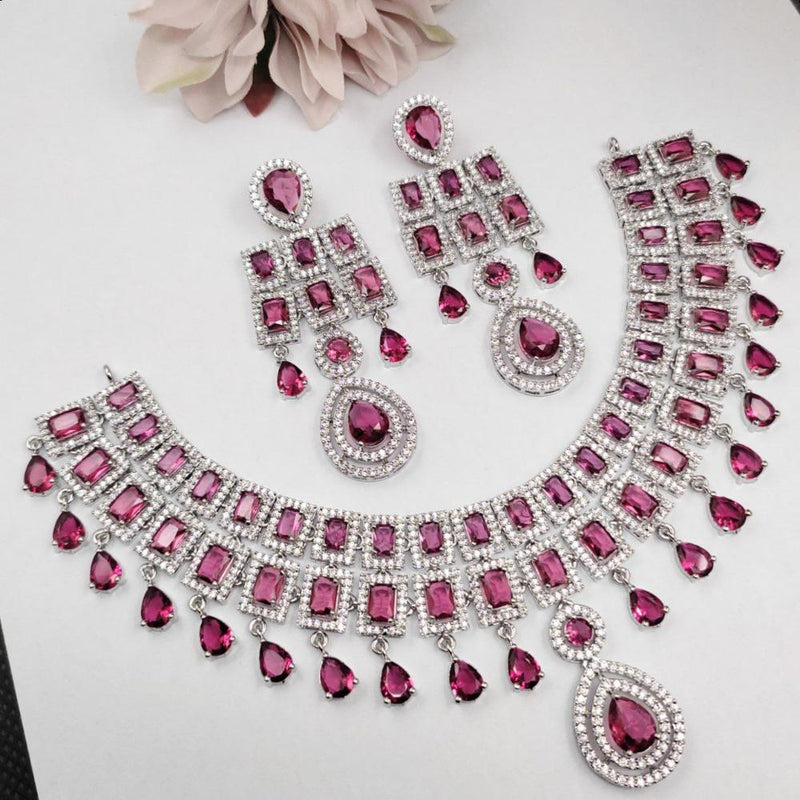 Aamrapali Silver Plated AD Necklace Set