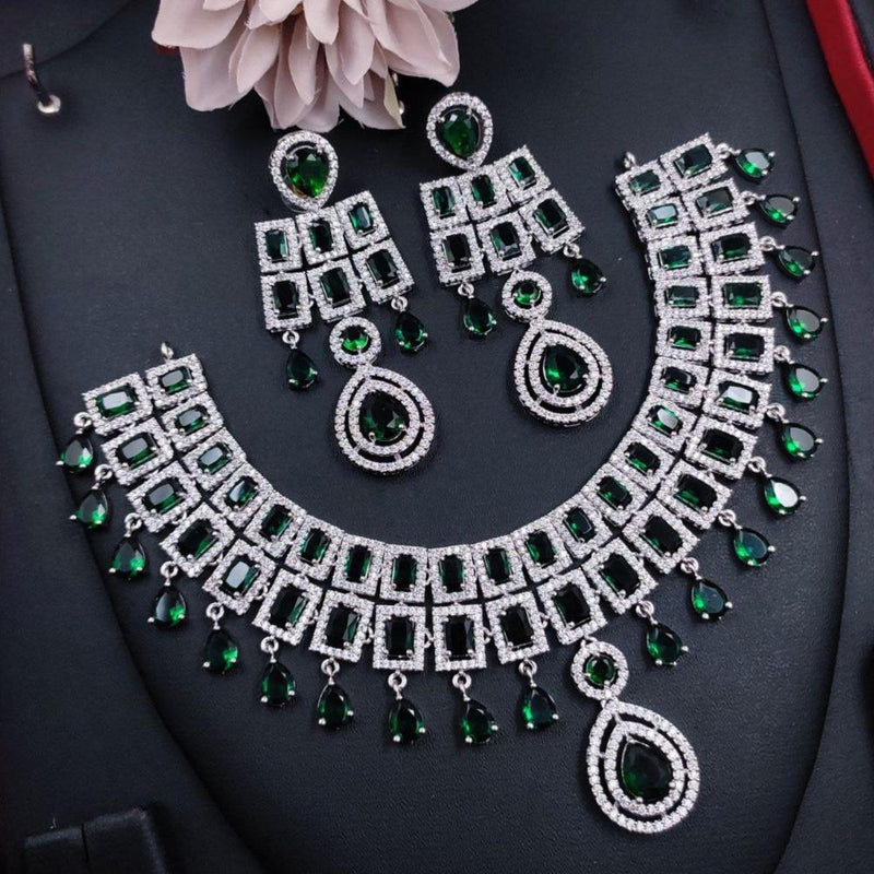 Aamrapali Silver Plated AD Necklace Set