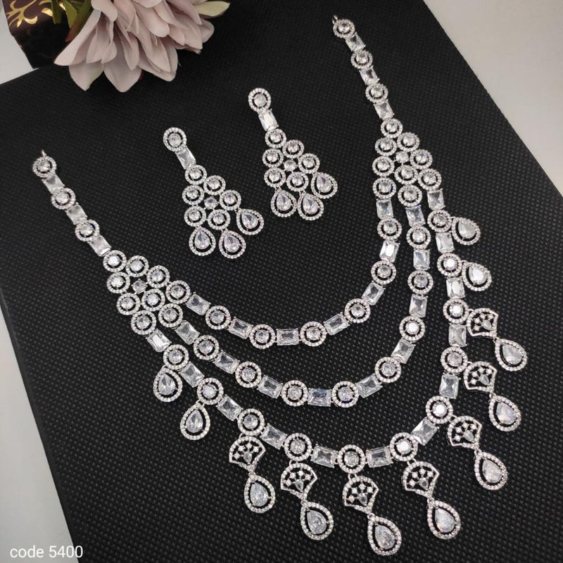 Aamrapali Silver Plated AD Necklace Set