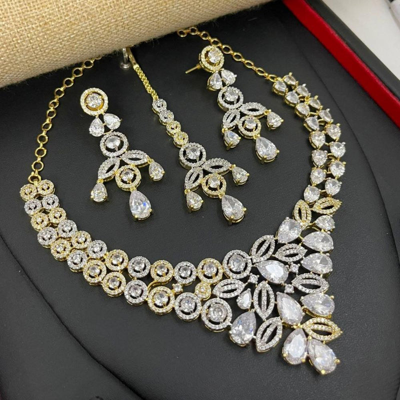 Aamrapali 2 Tone Plated American Diamond Necklace Set