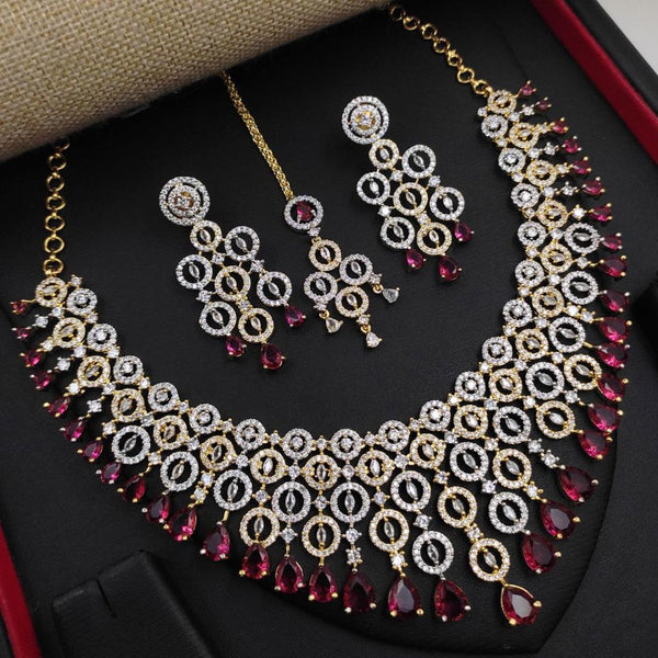 Aamrapali 2 Tone Plated American Diamond Necklace Set