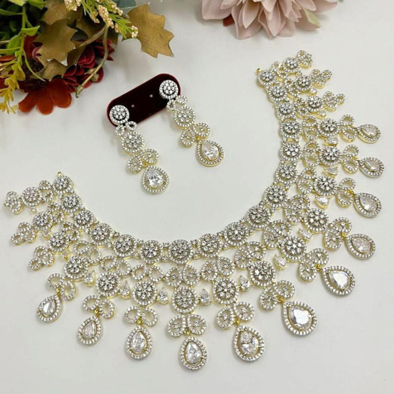 Aamrapali 2 Tone Plated American Diamond Necklace Set