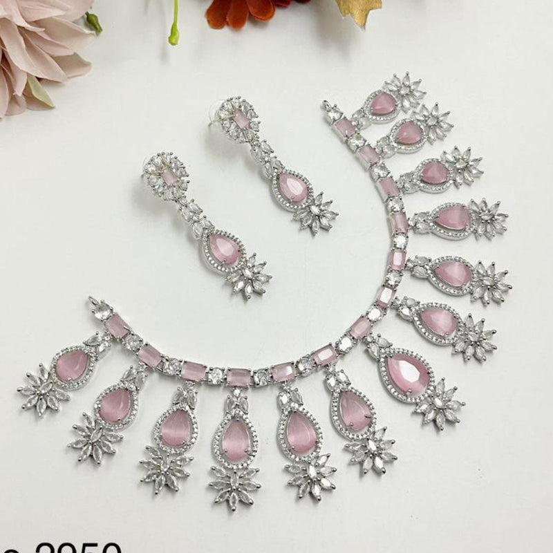 Aamrapali Silver Plated American Diamond Necklace Set