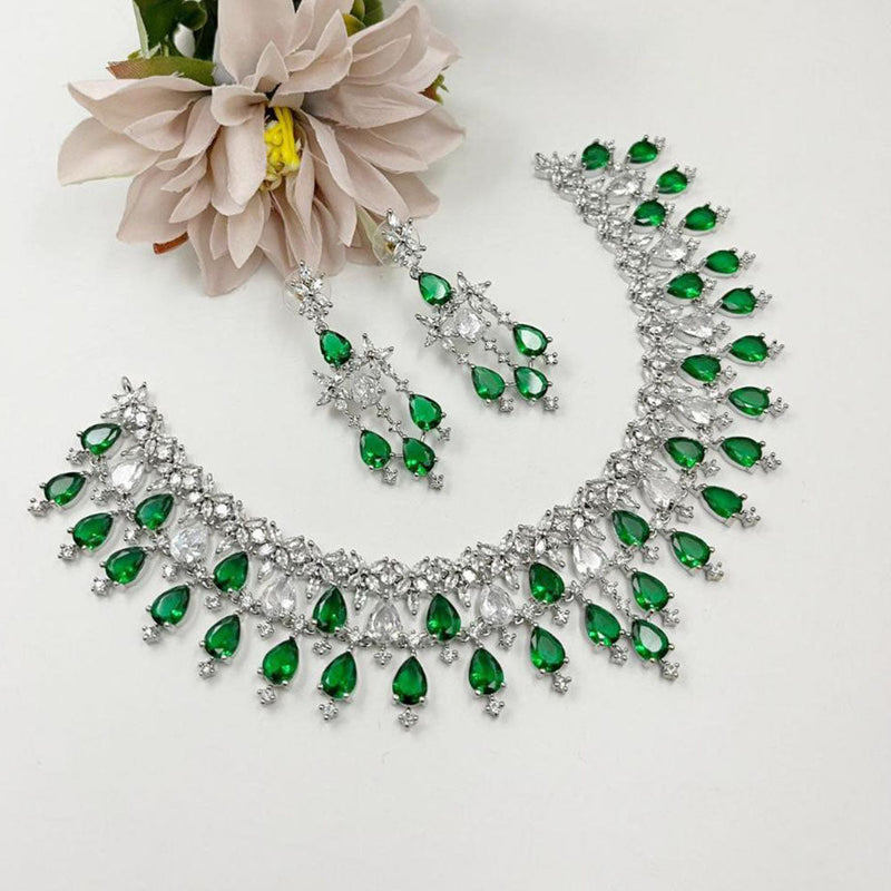 Aamrapali Silver Plated American Diamond Necklace Set