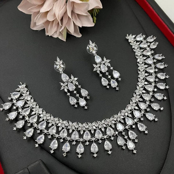 Aamrapali Silver Plated American Diamond Necklace Set