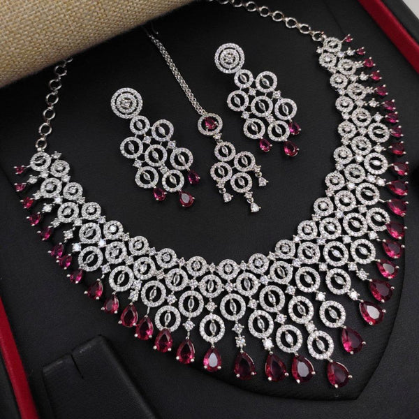 Aamrapali Silver Plated American Diamond Necklace Set