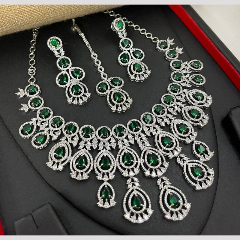 Aamrapali Silver Plated American Diamond Necklace Set