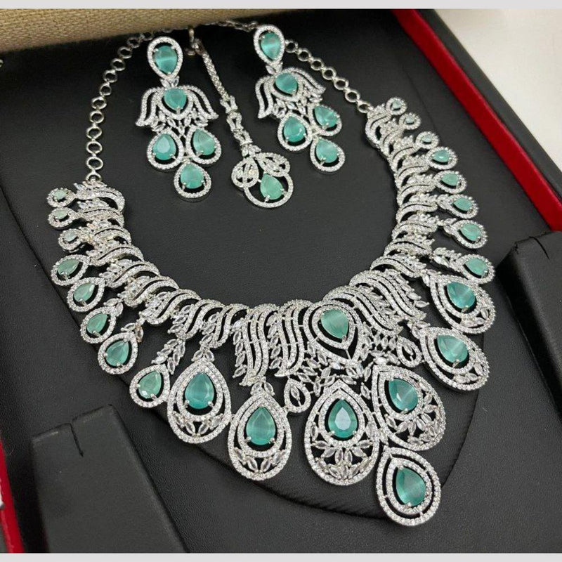 Aamrapali Silver Plated American Diamond Necklace Set