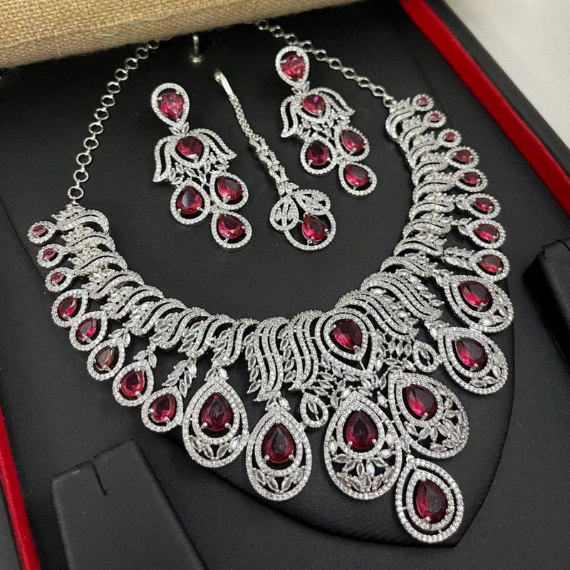 Aamrapali Silver Plated American Diamond Necklace Set