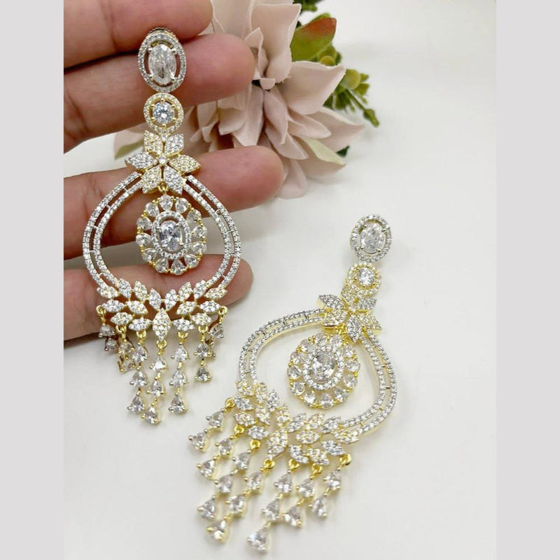 Aamrapali Gold Plated American Diamond Dangler Earrings