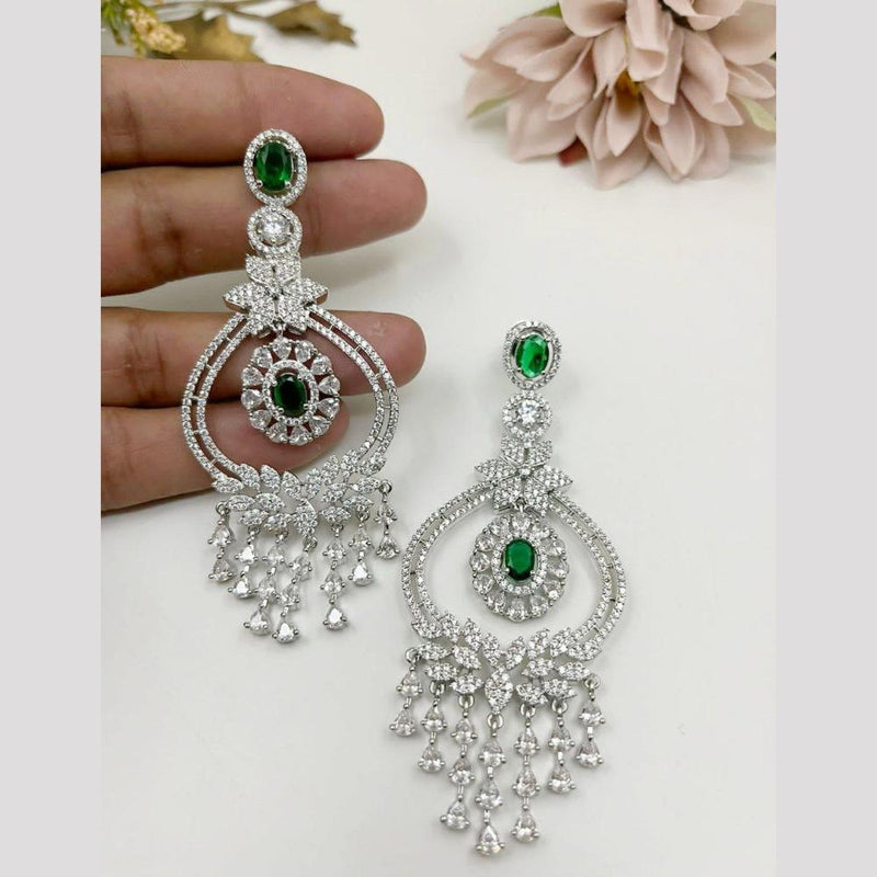 Aamrapali Silver Plated American Diamond Dangler Earrings