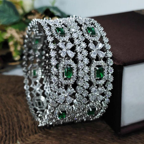 Aamrapali Silver Plated American Diamond Bangle Set