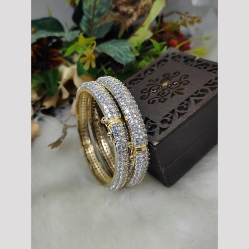 Aamrapali Gold Plated American Diamond Openable Bangle Set