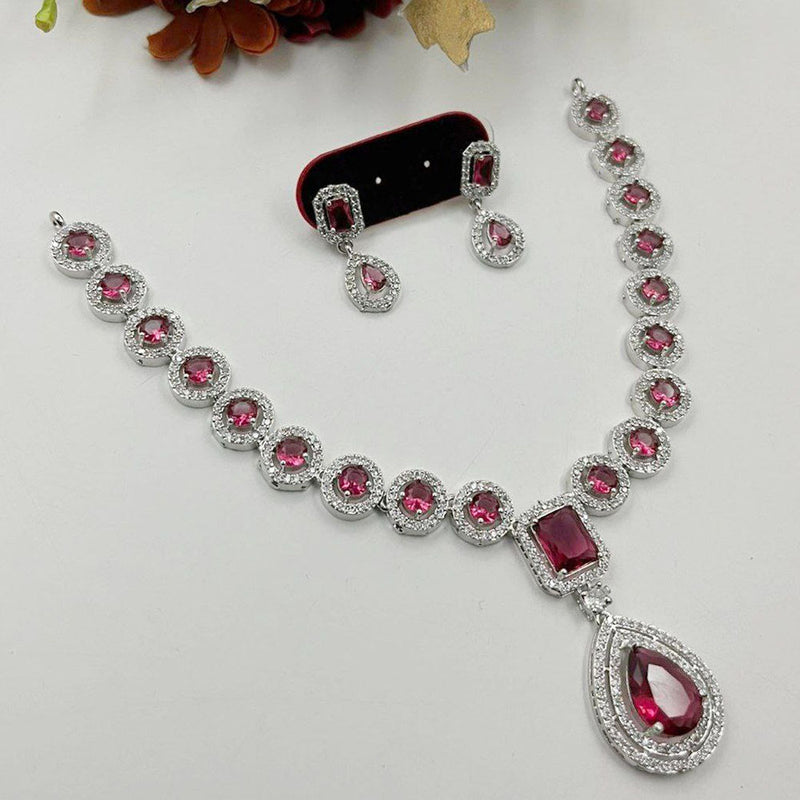 Aamrapali Silver Plated AD Stone Necklace Set