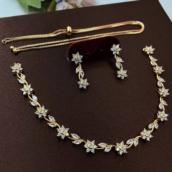 Aamrapali Gold Plated American Diamond Necklace Set