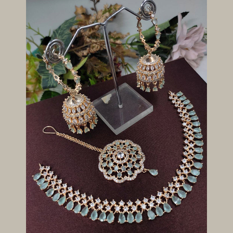 Aamrapali Rose Gold Plated American Diamond Necklace Set