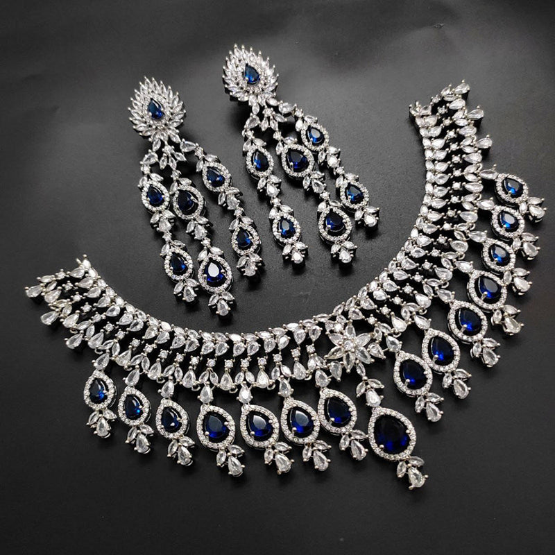 Aamrapali Silver Plated American Diamond Necklace Set