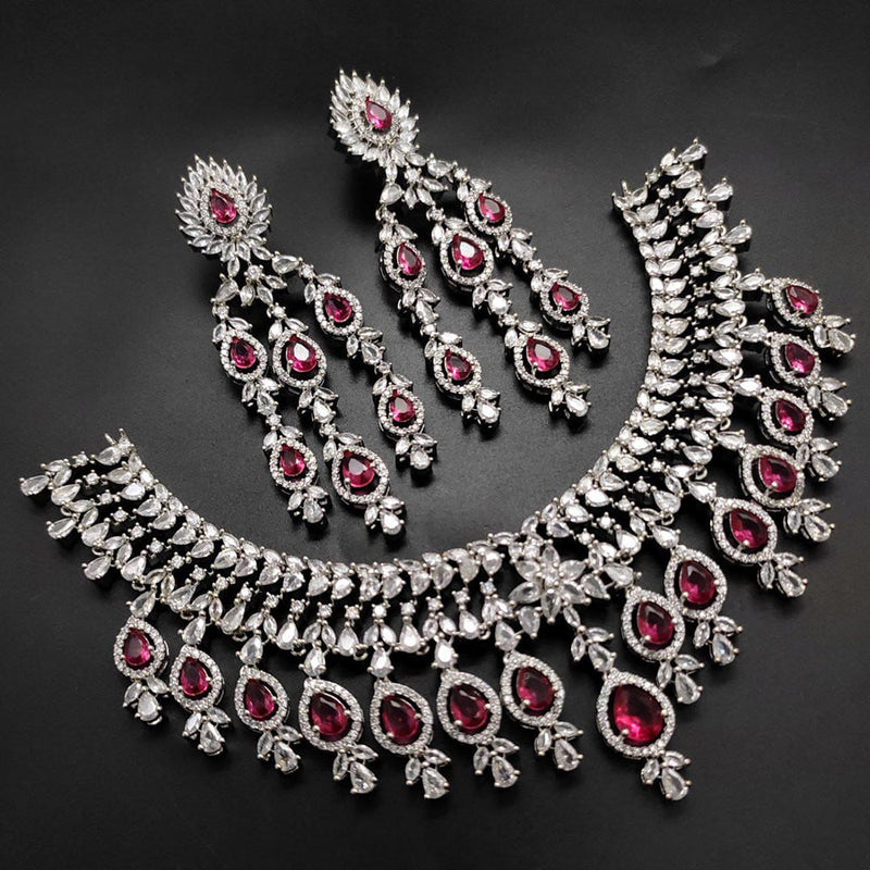 Aamrapali Silver Plated American Diamond Necklace Set