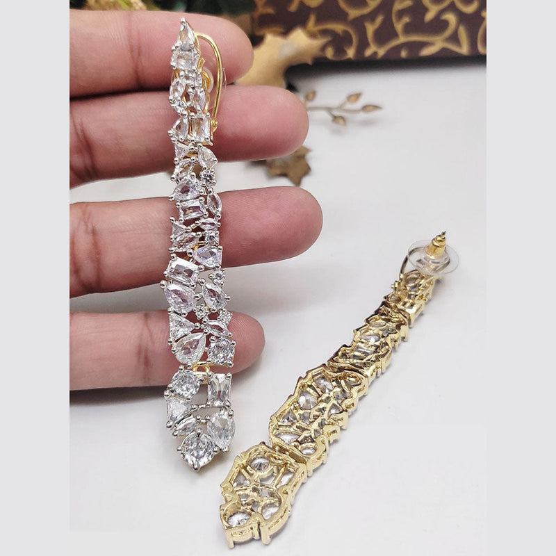 Aamrapali Gold Plated American Diamonds Dangler Earrings