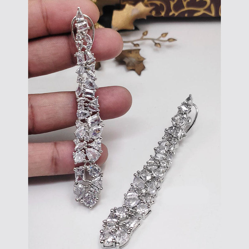 Aamrapali Silver Plated American Diamonds Dangler Earrings