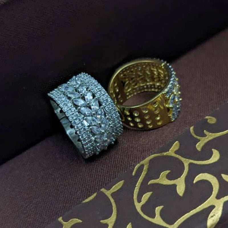 Aamrapali Gold And Silver Plated Austrian Stone Ring