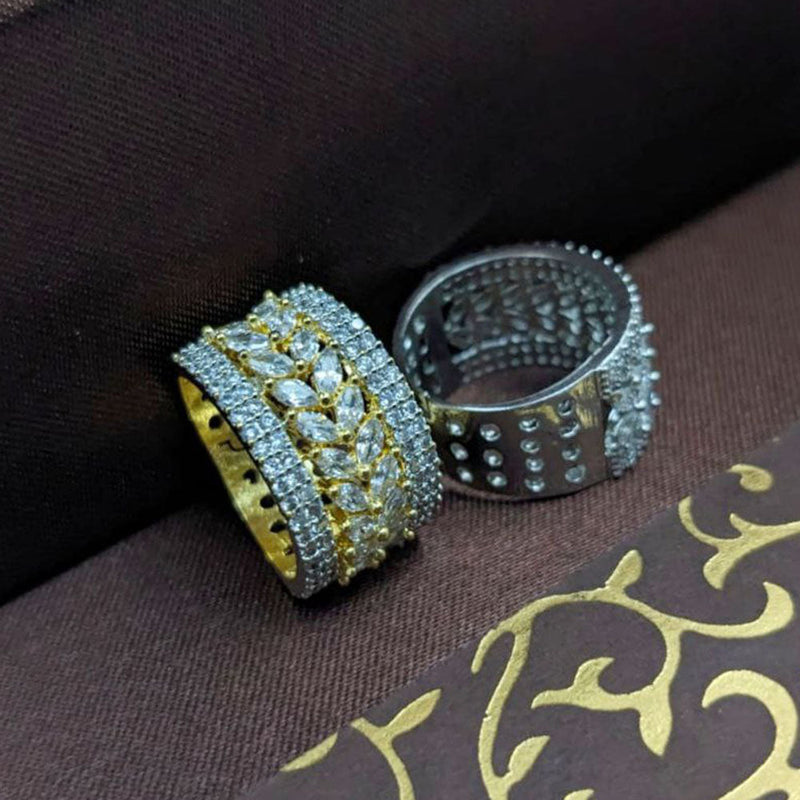 Aamrapali Gold And Silver Plated Austrian Stone Ring