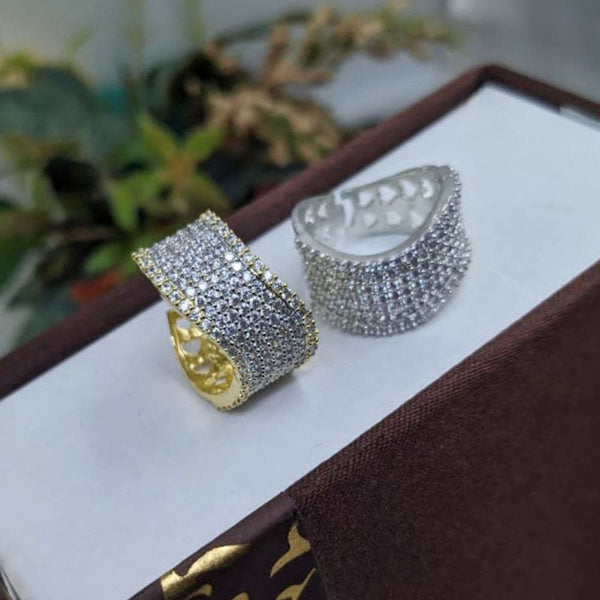 Aamrapali Gold And Silver Plated Austrian Stone Ring