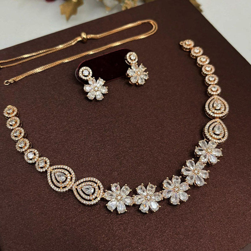 Aamrapali Gold Plated American Diamond Necklace Set